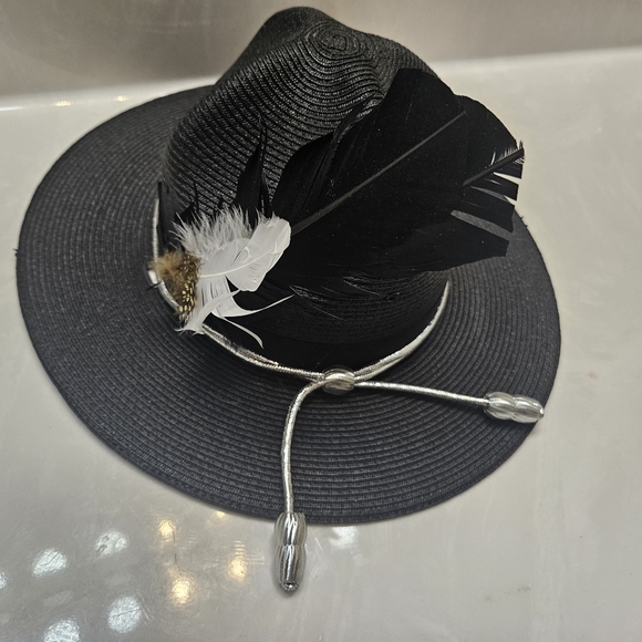 Classic Black "Major Payne" Sergant/Campaign Hat with removable hat feathers,etc - Picture 3 of 10